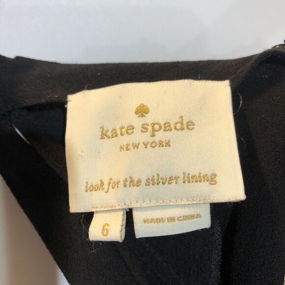 Kate Spade New York Black Pleated Midi Dress Sz 6 | Bow Back | Classic Cocktail - Picture 5 of 13